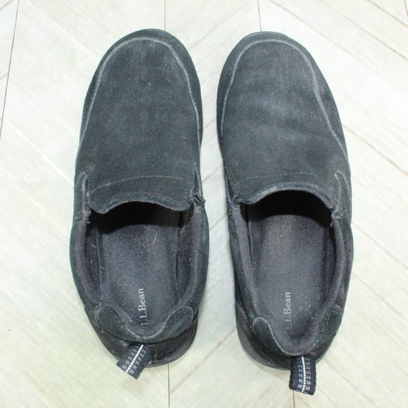 LL Bean Black Suede Comfort Mocs Slip on Loafers Shoes Size 8 Wide - Picture 6 of 9